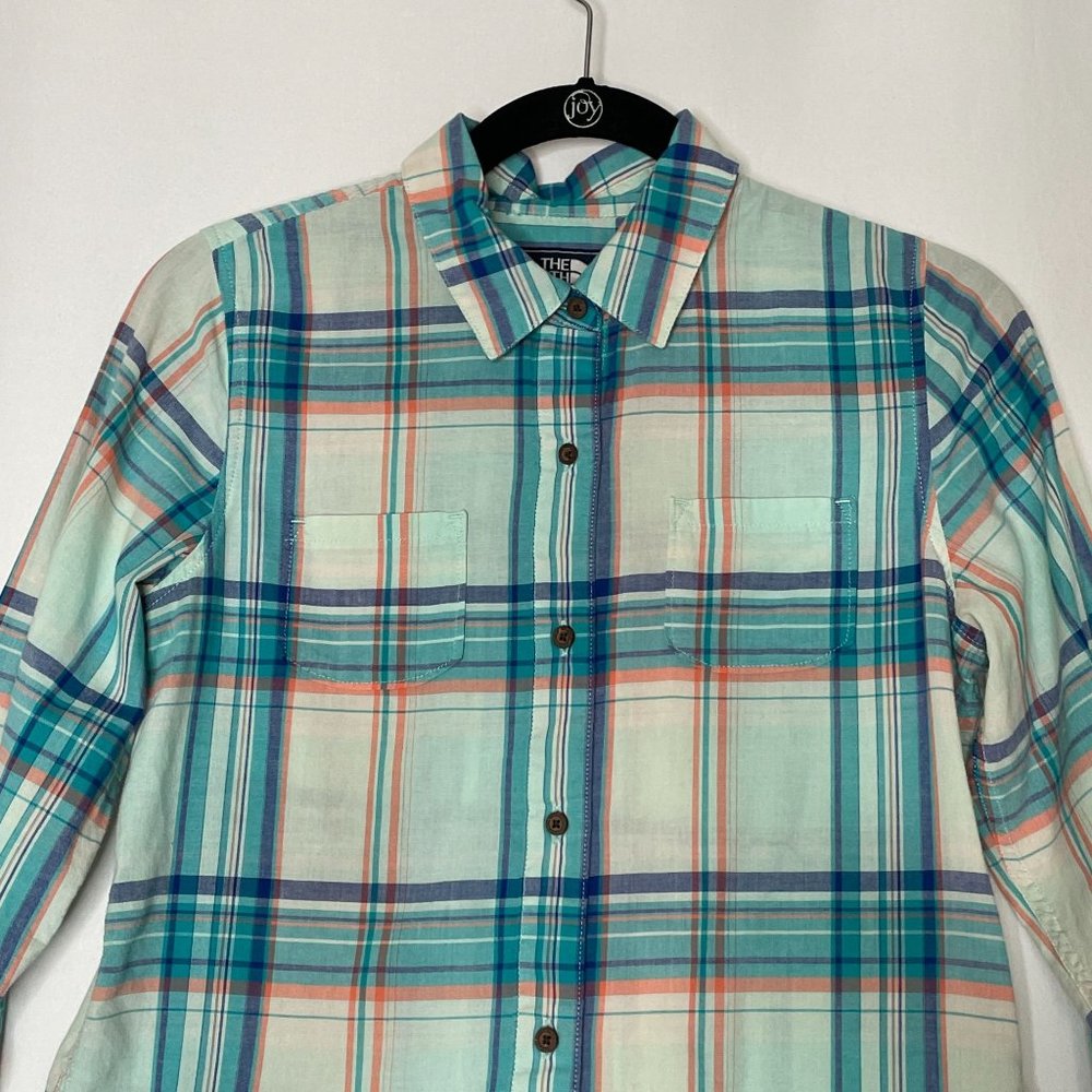 4/$25 The North Face Shirt Cotton Plaid Long Sleeve Button Down Womens Sz S - Picture 4 of 12